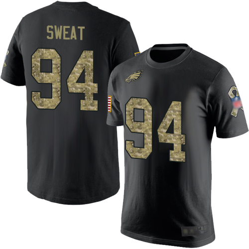 Men Philadelphia Eagles #94 Josh Sweat Black Camo Salute to Service NFL T Shirt->philadelphia eagles->NFL Jersey